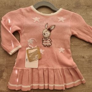 Mayoral baby girl knit cotton bunny dress